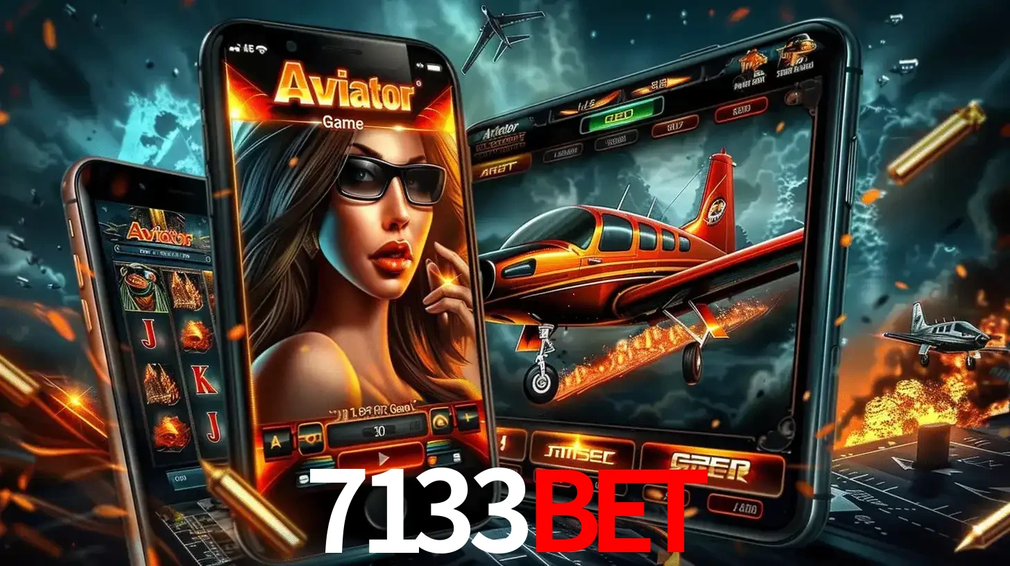 O popular jogo de apostas Aviator exibido em vários celulares e tablets, mostrando a interface emocionante e a ação de voo disponíveis para jogar agora no 7133bet.
