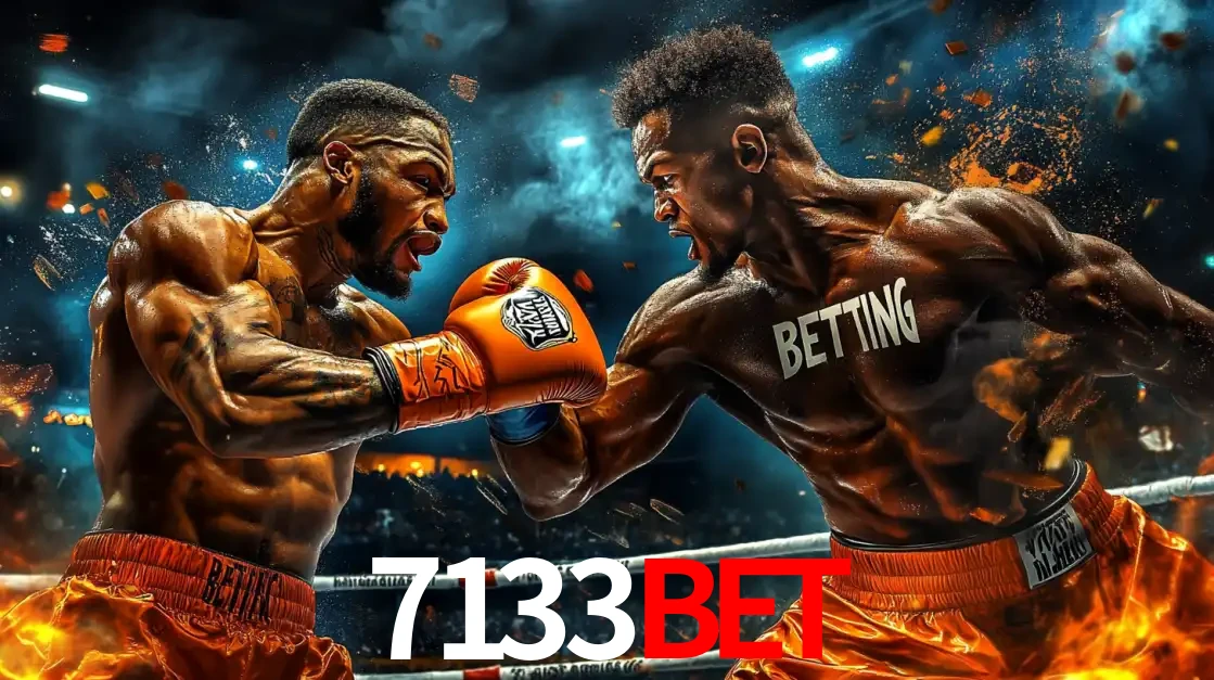 Dois boxeadores em uma luta intensa e explosiva, representando a adrenalina e as oportunidades de apostas em esportes de combate disponíveis na plataforma 7133bet.