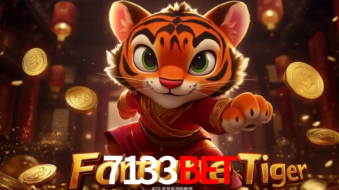 O carismático mascote do jogo de slot Fortune Tiger, um tigre fofo em pose de artes marciais, pronto para trazer sorte e multiplicadores de ganhos no cassino online 7133bet.
